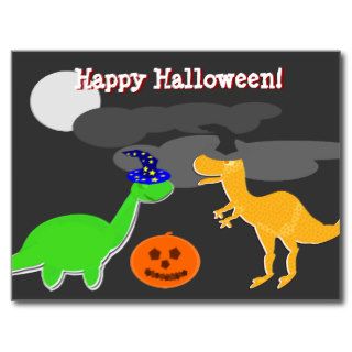 Happy Halloween Greetings Dinosaurs Postcard
