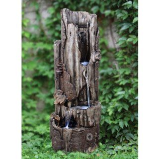 40" Grand Tree Trunk Waterfall Home Gallery Garden Fountain Sculpture   Free Standing Garden Fountains