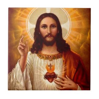 Beautiful religious Sacred Heart of Jesus image Tiles