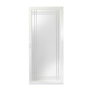 Andersen 3000 Series 36 in. White Left Hand Full View Etched Glass Storm Door with Fast and Easy Installation System H3VEL36WH