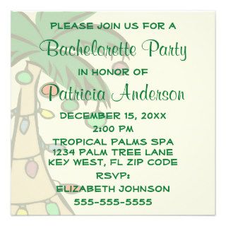 Tropical Palm Tree Bachelorette Party Invitation