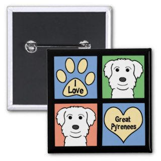 I Love Great Pyrenees Pinback Button