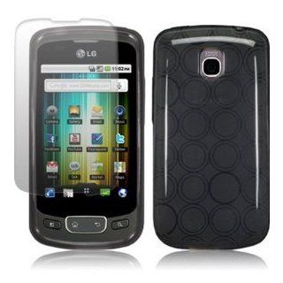 LG Optimus T/ P509/ P500 Rubber TPU Case with 1 Screen Guard   Smoke Circle Cell Phones & Accessories
