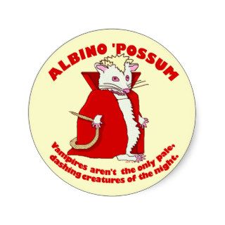 Funny Albino Possum Vampire Round Sticker