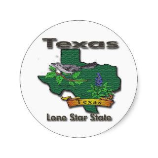 Texas Lone Star State Bird Flower Round Stickers