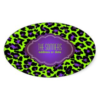 PixDezines DIY background color/purple cheetah Oval Stickers