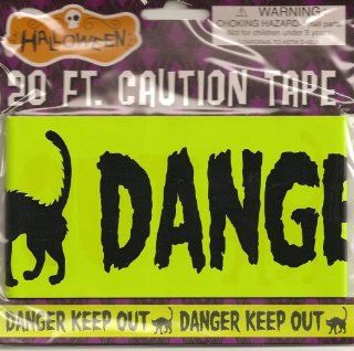 Halloween Caution Tape DANGER KEEP OUT (neon green with black cats) Toys & Games