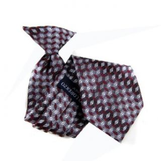 Burgundy   Gray   Black Clip On Boys Necktie  14 Inch Clothing