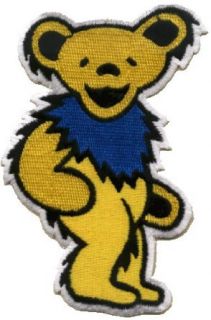 Grateful Dead   Large Yellow Jerry Bear with Blue Necklace   Embroidered Iron On or Sew On Patch Clothing