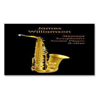 Saxophonist Music Instrument Black Gold Musician Business Card Templates