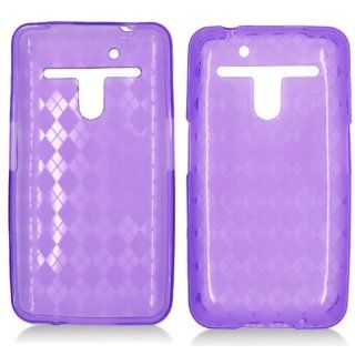 LG VS910, MS910 Revolution 4G, Esteem Soft Skin Case Transparent Checker Purple TPU Skin Verizon, MetroPCS Cell Phones & Accessories