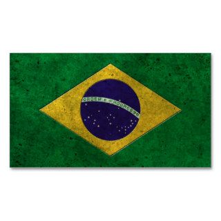 Brazilian Flag Aged Steel Effect Business Cards