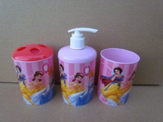 Disney Princess 3 Piece Bathroom Accessories Set   Toothbrush Holder, Tumbler, Lotion/Soap Dispenser  