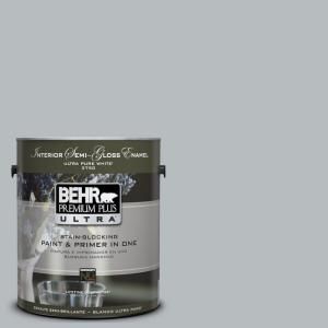 BEHR Premium Plus Ultra 1 gal. #UL260 19 French Silver Interior Semi Gloss Enamel Paint 375401