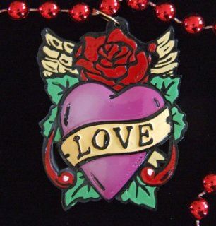 Red Rose Heart Tattoo Mardi Gras Bourbon Street Mardi Gras Beads New Orleans Bayou Lousianna Cajun Creole Party Toys & Games