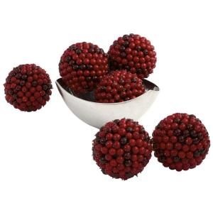 Nearly Natural 5 in. Red Berry Ball (Set of 6) 4812 S6