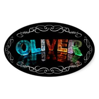 The Name Oliver    Name in Lights (Photograph) Oval Stickers