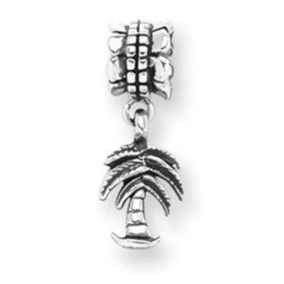 Sterling Silver Reflections Palm Tree Dangle Bead QRS498 Jewelry