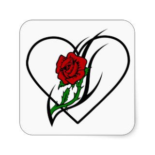 Red Rose Tattoo Square Sticker