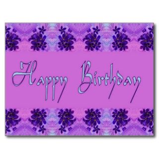 Happy Birthday purple flowers Post Cards