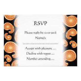 Orange and Black Paisley Pattern Personalized Invitations