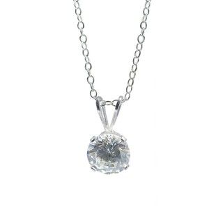 Sterling Silver Round Solitaire Cubic Zirconia Necklace Sunstone Cubic Zirconia Necklaces