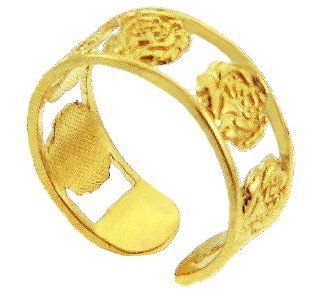 Yellow Gold Roses Toe Ring (14K Gold) Jewelry