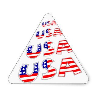 USA with American Flag Pattern Triangle Stickers