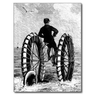 Water Bicycle Cycle Cycling on Water Vintage Art Post Card