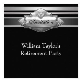 Elegant Gray and Black Mans Retirement Party Invitation
