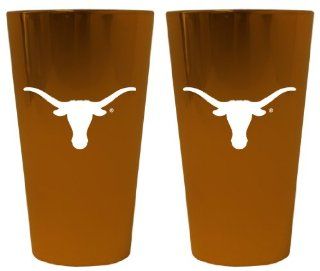 Texas Longhorns Lusterware Pint Glass   Set of 2  Sports & Outdoors