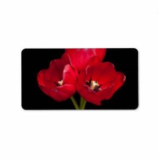 Blood Red Tulips on Black Background Customized Address Label