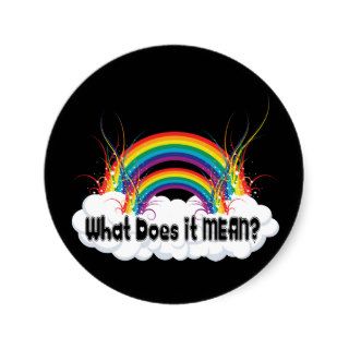 WHAT DOES IT MEAN? DOUBLE RAINBOW ROUND STICKERS