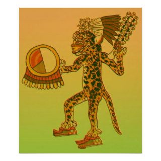 Aztec Jaguar Warrior Print