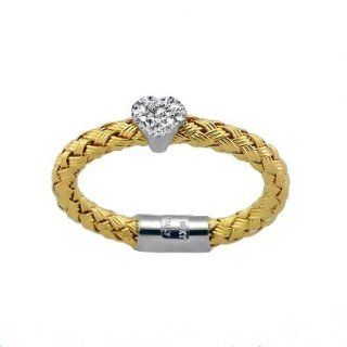 18K Two Tone Mesh Heart Diamond Ring 0.03Ctw Jewelry