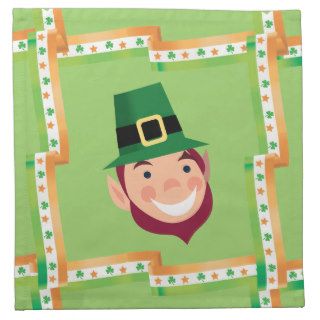 Cute Happy Irish Leprechaun Cloth Napkins