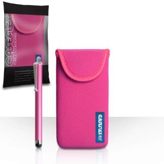 Nokia Asha 503 Case Hot Pink Neoprene Pouch Cover With Caseflex Logo With Stylus Pen Cell Phones & Accessories