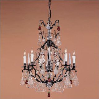 Crystorama Lighting Group 1608 BB Burnished Bronze Versailles Eight Light Casual Versailles Chandelier Draped with Amber Pears 1608    
