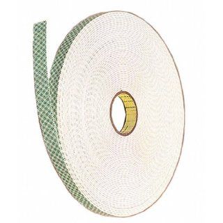 3M 4016 Polyurethane Double Sided Foam Adhesive Tape, 1/16" Thick, 5 yds Length, 1" Width, White