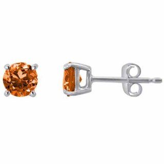Ryan Jonathan Sterling Silver Round Fire Opal Stud Earrings (0.95 cttw) Natural Fire Opal Earrings Jewelry