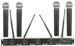 MUSYSIC MU U504 Professional 4 Channel UHF Diversity Handheld Wireless Microphone System Musical Instruments