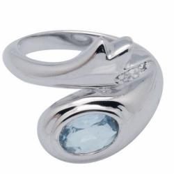 De Buman Sterling Silver Oval Aquamarine and White Topaz Ring De Buman Gemstone Rings
