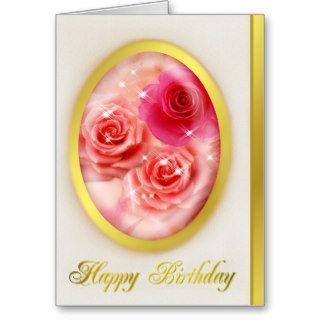 Sparkling Rose "Happy Birthday" Greeting Card