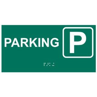 ADA Parking Braille Sign RSME 505 SYM White on PineGreen  Business And Store Signs 