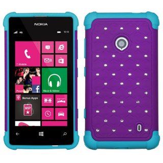 ASMYNA Purple/Tropical Teal Luxurious Lattice Dazzling TotalDefense Protector Cover for NOKIA 521 (Lumia 521) Cell Phones & Accessories