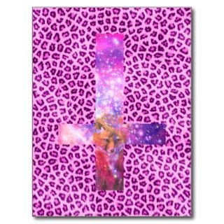 Inverted Cross & Pink Nebula Galaxy Crowned Fox Post Cards