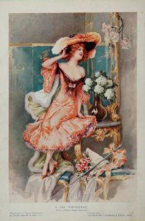 1905 Gay Parisienne Victorian Lady Woman Color Print   Original Color Print  