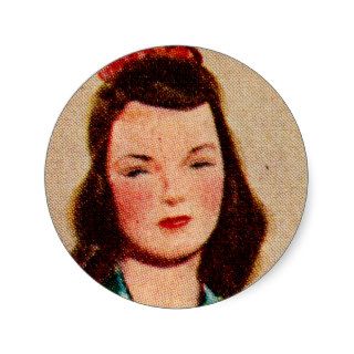Vintage Women Woman 40s Catalog Art 'Dotty' Round Sticker