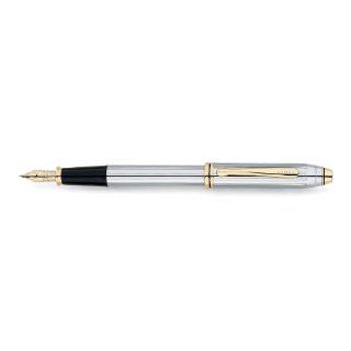 Cross Townsend, Medalist, Fountain Pen, in Polished Chrome and 23 Karat Gold Plate with 23 Karat Gold Plated Nib Medium (506 MF)  Fine Writing Instruments 