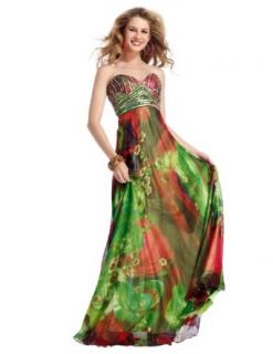 Clarisse Beaded Strapless Printed Prom Dress 1383